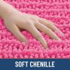 image:imageSmiry Bathroom Toilet Rugs U Shaped 24x20 Extra Soft Absorbent Non Slip Rubber Backing Chenille Contour Bath Rugs for Toilet Machine Washable Contoured Bath Mats Navy BlueHot Pink