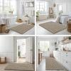 image:imageSmiry Bathroom Toilet Rugs U Shaped 24x20 Extra Soft Absorbent Non Slip Rubber Backing Chenille Contour Bath Rugs for Toilet Machine Washable Contoured Bath Mats Navy BlueLatte