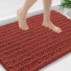 image:imageSmiry Bathroom Toilet Rugs U Shaped 24x20 Extra Soft Absorbent Non Slip Rubber Backing Chenille Contour Bath Rugs for Toilet Machine Washable Contoured Bath Mats Navy BlueMaple Red