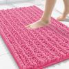 image:imageSmiry Bathroom Toilet Rugs U Shaped 24x20 Extra Soft Absorbent Non Slip Rubber Backing Chenille Contour Bath Rugs for Toilet Machine Washable Contoured Bath Mats Navy BlueHot Pink