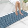 image:imageSmiry Bathroom Toilet Rugs U Shaped 24x20 Extra Soft Absorbent Non Slip Rubber Backing Chenille Contour Bath Rugs for Toilet Machine Washable Contoured Bath Mats Navy BlueGrayish Blue