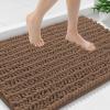image:imageSmiry Bathroom Toilet Rugs U Shaped 24x20 Extra Soft Absorbent Non Slip Rubber Backing Chenille Contour Bath Rugs for Toilet Machine Washable Contoured Bath Mats Navy BlueMocha