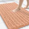 image:imageSmiry Bathroom Toilet Rugs U Shaped 24x20 Extra Soft Absorbent Non Slip Rubber Backing Chenille Contour Bath Rugs for Toilet Machine Washable Contoured Bath Mats Navy BluePeach