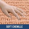 image:imageSmiry Bathroom Toilet Rugs U Shaped 24x20 Extra Soft Absorbent Non Slip Rubber Backing Chenille Contour Bath Rugs for Toilet Machine Washable Contoured Bath Mats Navy BluePeach