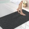 image:imageSmiry Bathroom Toilet Rugs U Shaped 24x20 Extra Soft Absorbent Non Slip Rubber Backing Chenille Contour Bath Rugs for Toilet Machine Washable Contoured Bath Mats Navy BlueDark Grey