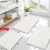 image:imageSmiry Bathroom Toilet Rugs U Shaped 24x20 Extra Soft Absorbent Non Slip Rubber Backing Chenille Contour Bath Rugs for Toilet Machine Washable Contoured Bath Mats Navy BlueIvory