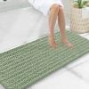 image:imageSmiry Bathroom Toilet Rugs U Shaped 24x20 Extra Soft Absorbent Non Slip Rubber Backing Chenille Contour Bath Rugs for Toilet Machine Washable Contoured Bath Mats Navy BlueSage Green