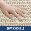 image:imageSmiry Bathroom Toilet Rugs U Shaped 24x20 Extra Soft Absorbent Non Slip Rubber Backing Chenille Contour Bath Rugs for Toilet Machine Washable Contoured Bath Mats Navy BlueSand