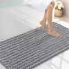 image:imageSmiry Bathroom Toilet Rugs U Shaped 24x20 Extra Soft Absorbent Non Slip Rubber Backing Chenille Contour Bath Rugs for Toilet Machine Washable Contoured Bath Mats Navy BlueGrey
