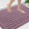 image:imageSmiry Bathroom Toilet Rugs U Shaped 24x20 Extra Soft Absorbent Non Slip Rubber Backing Chenille Contour Bath Rugs for Toilet Machine Washable Contoured Bath Mats Navy BlueDeep Plum