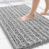 image:imageSmiry Bathroom Toilet Rugs U Shaped 24x20 Extra Soft Absorbent Non Slip Rubber Backing Chenille Contour Bath Rugs for Toilet Machine Washable Contoured Bath Mats Navy BlueLight Grey