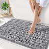 image:imageSmiry Bathroom Toilet Rugs U Shaped 24x20 Extra Soft Absorbent Non Slip Rubber Backing Chenille Contour Bath Rugs for Toilet Machine Washable Contoured Bath Mats Navy BlueGrey