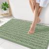 image:imageSmiry Bathroom Toilet Rugs U Shaped 24x20 Extra Soft Absorbent Non Slip Rubber Backing Chenille Contour Bath Rugs for Toilet Machine Washable Contoured Bath Mats Navy BlueSage Green