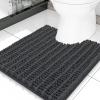 image:imageSmiry Bathroom Toilet Rugs U Shaped 24x20 Extra Soft Absorbent Non Slip Rubber Backing Chenille Contour Bath Rugs for Toilet Machine Washable Contoured Bath Mats Navy BlueNavy Blue