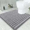 image:imageSmiry Bathroom Toilet Rugs U Shaped 24x20 Extra Soft Absorbent Non Slip Rubber Backing Chenille Contour Bath Rugs for Toilet Machine Washable Contoured Bath Mats Navy BlueGrey