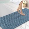 image:imageSmiry Bathroom Toilet Rugs U Shaped 24x20 Extra Soft Absorbent Non Slip Rubber Backing Chenille Contour Bath Rugs for Toilet Machine Washable Contoured Bath Mats Navy BlueGrayish Blue