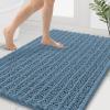 image:imageSmiry Bathroom Toilet Rugs U Shaped 24x20 Extra Soft Absorbent Non Slip Rubber Backing Chenille Contour Bath Rugs for Toilet Machine Washable Contoured Bath Mats Navy BlueGrayish Blue