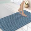 image:imageSmiry Bathroom Toilet Rugs U Shaped 24x20 Extra Soft Absorbent Non Slip Rubber Backing Chenille Contour Bath Rugs for Toilet Machine Washable Contoured Bath Mats Navy BlueGrayish Blue
