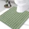 image:imageSmiry Bathroom Toilet Rugs U Shaped 24x20 Extra Soft Absorbent Non Slip Rubber Backing Chenille Contour Bath Rugs for Toilet Machine Washable Contoured Bath Mats Navy BlueSage Green