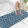 image:imageSmiry Bathroom Toilet Rugs U Shaped 24x20 Extra Soft Absorbent Non Slip Rubber Backing Chenille Contour Bath Rugs for Toilet Machine Washable Contoured Bath Mats Navy BlueGrayish Blue