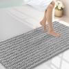 image:imageSmiry Bathroom Toilet Rugs U Shaped 24x20 Extra Soft Absorbent Non Slip Rubber Backing Chenille Contour Bath Rugs for Toilet Machine Washable Contoured Bath Mats Navy BlueLight Grey