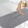 image:imageSmiry Bathroom Toilet Rugs U Shaped 24x20 Extra Soft Absorbent Non Slip Rubber Backing Chenille Contour Bath Rugs for Toilet Machine Washable Contoured Bath Mats Navy BlueGrey
