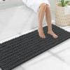image:imageSmiry Bathroom Toilet Rugs U Shaped 24x20 Extra Soft Absorbent Non Slip Rubber Backing Chenille Contour Bath Rugs for Toilet Machine Washable Contoured Bath Mats Navy BlueDark Grey