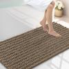 image:imageSmiry Bathroom Toilet Rugs U Shaped 24x20 Extra Soft Absorbent Non Slip Rubber Backing Chenille Contour Bath Rugs for Toilet Machine Washable Contoured Bath Mats Navy BlueCamel