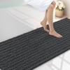 image:imageSmiry Bathroom Toilet Rugs U Shaped 24x20 Extra Soft Absorbent Non Slip Rubber Backing Chenille Contour Bath Rugs for Toilet Machine Washable Contoured Bath Mats Navy BlueDark Grey