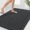 image:imageSmiry Bathroom Toilet Rugs U Shaped 24x20 Extra Soft Absorbent Non Slip Rubber Backing Chenille Contour Bath Rugs for Toilet Machine Washable Contoured Bath Mats Navy BlueDark Grey