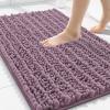 image:imageSmiry Bathroom Toilet Rugs U Shaped 24x20 Extra Soft Absorbent Non Slip Rubber Backing Chenille Contour Bath Rugs for Toilet Machine Washable Contoured Bath Mats Navy BlueDeep Plum