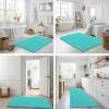 image:imageSmiry Bathroom Toilet Rugs U Shaped 24x20 Extra Soft Absorbent Non Slip Rubber Backing Chenille Contour Bath Rugs for Toilet Machine Washable Contoured Bath Mats Navy BlueTurquoise