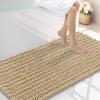 image:imageSmiry Bathroom Toilet Rugs U Shaped 24x20 Extra Soft Absorbent Non Slip Rubber Backing Chenille Contour Bath Rugs for Toilet Machine Washable Contoured Bath Mats Navy BlueBeige