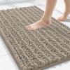 image:imageSmiry Bathroom Toilet Rugs U Shaped 24x20 Extra Soft Absorbent Non Slip Rubber Backing Chenille Contour Bath Rugs for Toilet Machine Washable Contoured Bath Mats Navy BlueLatte