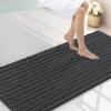 image:imageSmiry Bathroom Toilet Rugs U Shaped 24x20 Extra Soft Absorbent Non Slip Rubber Backing Chenille Contour Bath Rugs for Toilet Machine Washable Contoured Bath Mats Navy BlueDark Grey