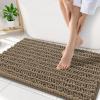 image:imageSmiry Bathroom Toilet Rugs U Shaped 24x20 Extra Soft Absorbent Non Slip Rubber Backing Chenille Contour Bath Rugs for Toilet Machine Washable Contoured Bath Mats Navy BlueCamel