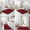 image:imageSmiry Bathroom Toilet Rugs U Shaped 24x20 Extra Soft Absorbent Non Slip Rubber Backing Chenille Contour Bath Rugs for Toilet Machine Washable Contoured Bath Mats Navy BlueRed