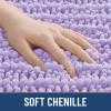 image:imageSmiry Bathroom Toilet Rugs U Shaped 24x20 Extra Soft Absorbent Non Slip Rubber Backing Chenille Contour Bath Rugs for Toilet Machine Washable Contoured Bath Mats Navy BluePurple