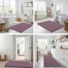 image:imageSmiry Bathroom Toilet Rugs U Shaped 24x20 Extra Soft Absorbent Non Slip Rubber Backing Chenille Contour Bath Rugs for Toilet Machine Washable Contoured Bath Mats Navy BlueDeep Plum