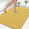 image:imageSmiry Bathroom Toilet Rugs U Shaped 24x20 Extra Soft Absorbent Non Slip Rubber Backing Chenille Contour Bath Rugs for Toilet Machine Washable Contoured Bath Mats Navy BlueYellow
