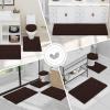 image:imageSmiry Bathroom Toilet Rugs U Shaped 24x20 Extra Soft Absorbent Non Slip Rubber Backing Chenille Contour Bath Rugs for Toilet Machine Washable Contoured Bath Mats Navy BlueBrown