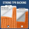 image:imageSmiry Bathroom Toilet Rugs U Shaped 24x20 Extra Soft Absorbent Non Slip Rubber Backing Chenille Contour Bath Rugs for Toilet Machine Washable Contoured Bath Mats Navy BlueOrange