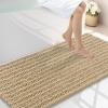 image:imageSmiry Bathroom Toilet Rugs U Shaped 24x20 Extra Soft Absorbent Non Slip Rubber Backing Chenille Contour Bath Rugs for Toilet Machine Washable Contoured Bath Mats Navy BlueBeige