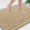 image:imageSmiry Bathroom Toilet Rugs U Shaped 24x20 Extra Soft Absorbent Non Slip Rubber Backing Chenille Contour Bath Rugs for Toilet Machine Washable Contoured Bath Mats Navy BlueBeige