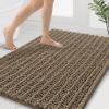 image:imageSmiry Bathroom Toilet Rugs U Shaped 24x20 Extra Soft Absorbent Non Slip Rubber Backing Chenille Contour Bath Rugs for Toilet Machine Washable Contoured Bath Mats Navy BlueCamel