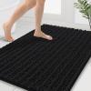 image:imageSmiry Bathroom Toilet Rugs U Shaped 24x20 Extra Soft Absorbent Non Slip Rubber Backing Chenille Contour Bath Rugs for Toilet Machine Washable Contoured Bath Mats Navy BlueBlack