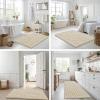 image:imageSmiry Bathroom Toilet Rugs U Shaped 24x20 Extra Soft Absorbent Non Slip Rubber Backing Chenille Contour Bath Rugs for Toilet Machine Washable Contoured Bath Mats Navy BlueSand