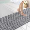 image:imageSmiry Bathroom Toilet Rugs U Shaped 24x20 Extra Soft Absorbent Non Slip Rubber Backing Chenille Contour Bath Rugs for Toilet Machine Washable Contoured Bath Mats Navy BlueGrey
