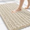 image:imageSmiry Bathroom Toilet Rugs U Shaped 24x20 Extra Soft Absorbent Non Slip Rubber Backing Chenille Contour Bath Rugs for Toilet Machine Washable Contoured Bath Mats Navy BlueSand