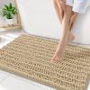 image:imageSmiry Bathroom Toilet Rugs U Shaped 24x20 Extra Soft Absorbent Non Slip Rubber Backing Chenille Contour Bath Rugs for Toilet Machine Washable Contoured Bath Mats Navy BlueBeige
